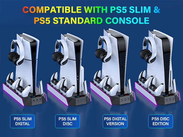 ps5 slim docking station with cooling fan