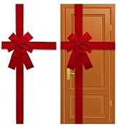 gisgfim Christmas Cabinet Door Ribbon Big Red Bow Large Door Lace Christmas Tree Bow Xmas Holiday...