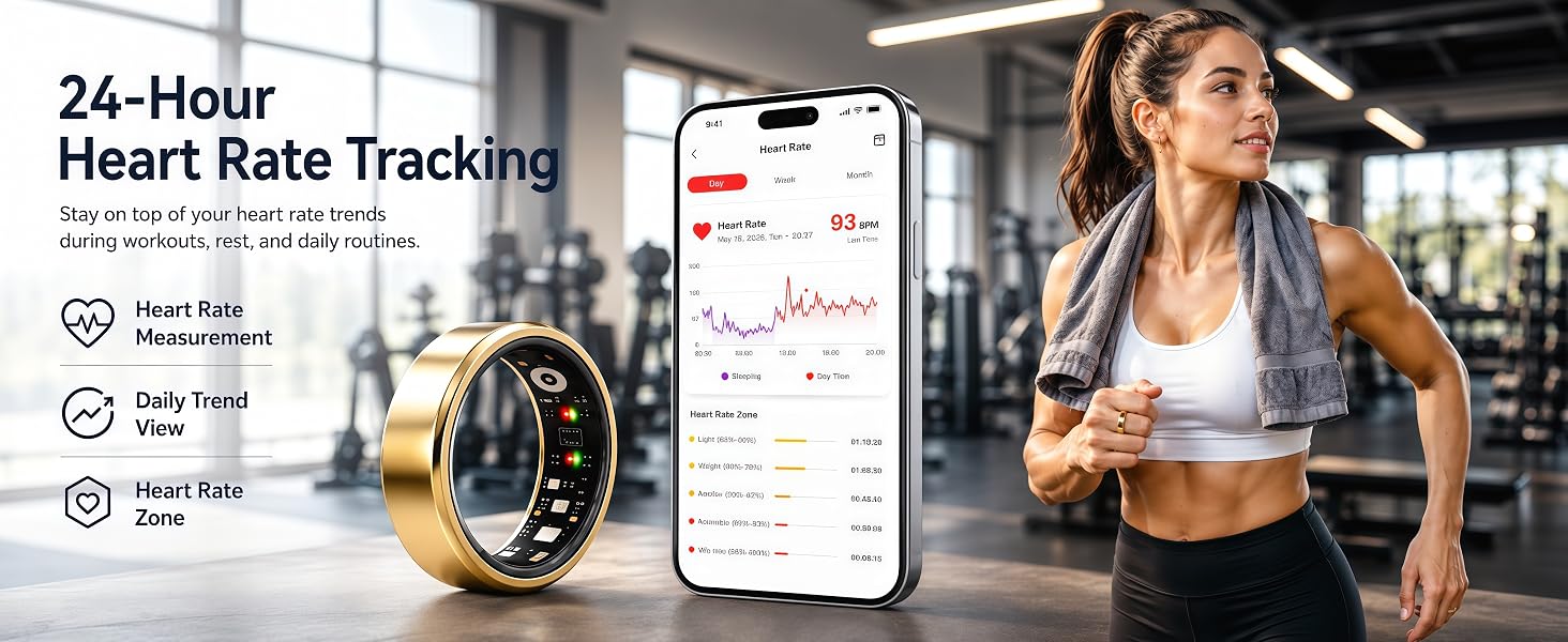 AutrefoisElf Smart Ring for Women &amp;amp; Men with 24/7 Automatic Heart Rate Tracking