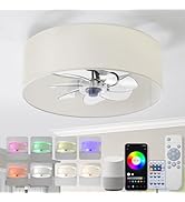 XINGZHI Fandelier Ceiling Fan with Light, Flush Mount Ceiling Fan with Lights, Smart Ceiling Ligh...