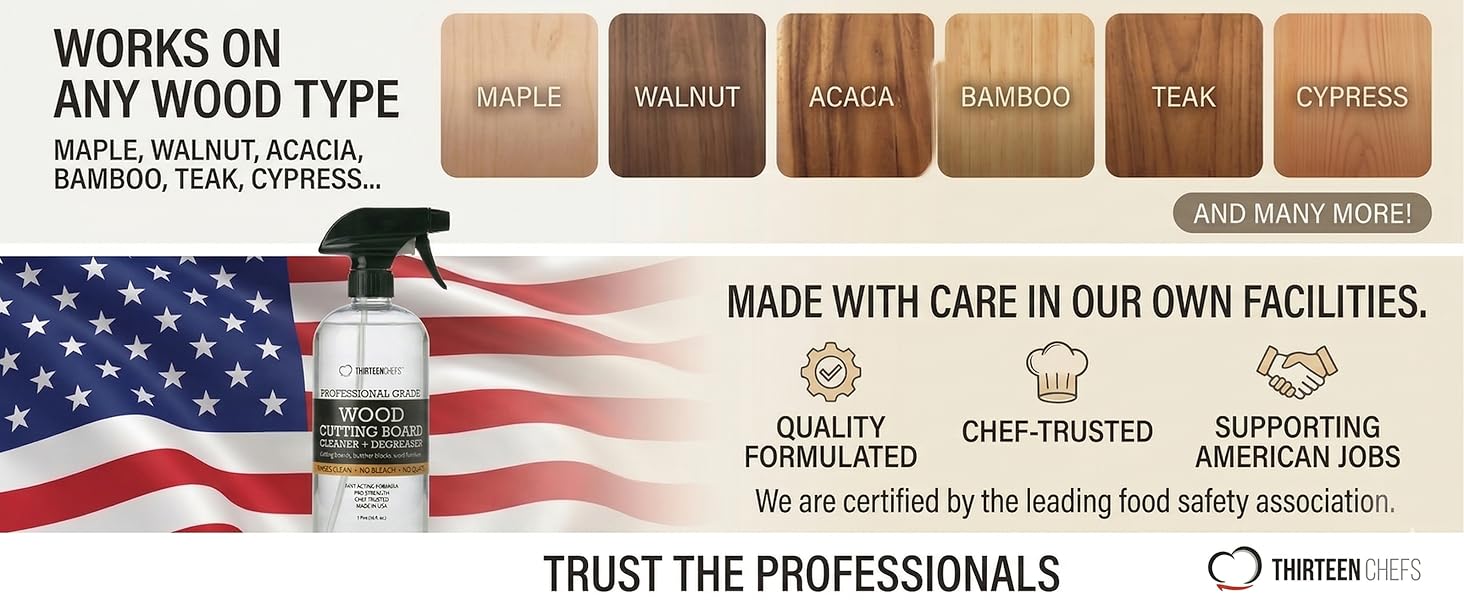 Cleans Maple, Walnut, Acacia, Bamboo and Teak Wood Countertops