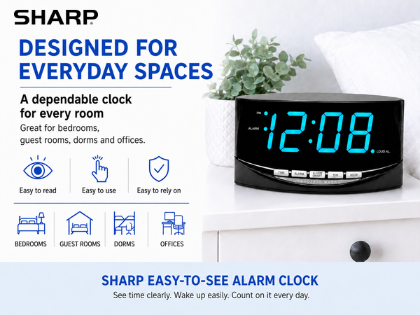 Easy to See. EZ Alarm bedroom bedside. office kitchen older bright easy to see large numbers