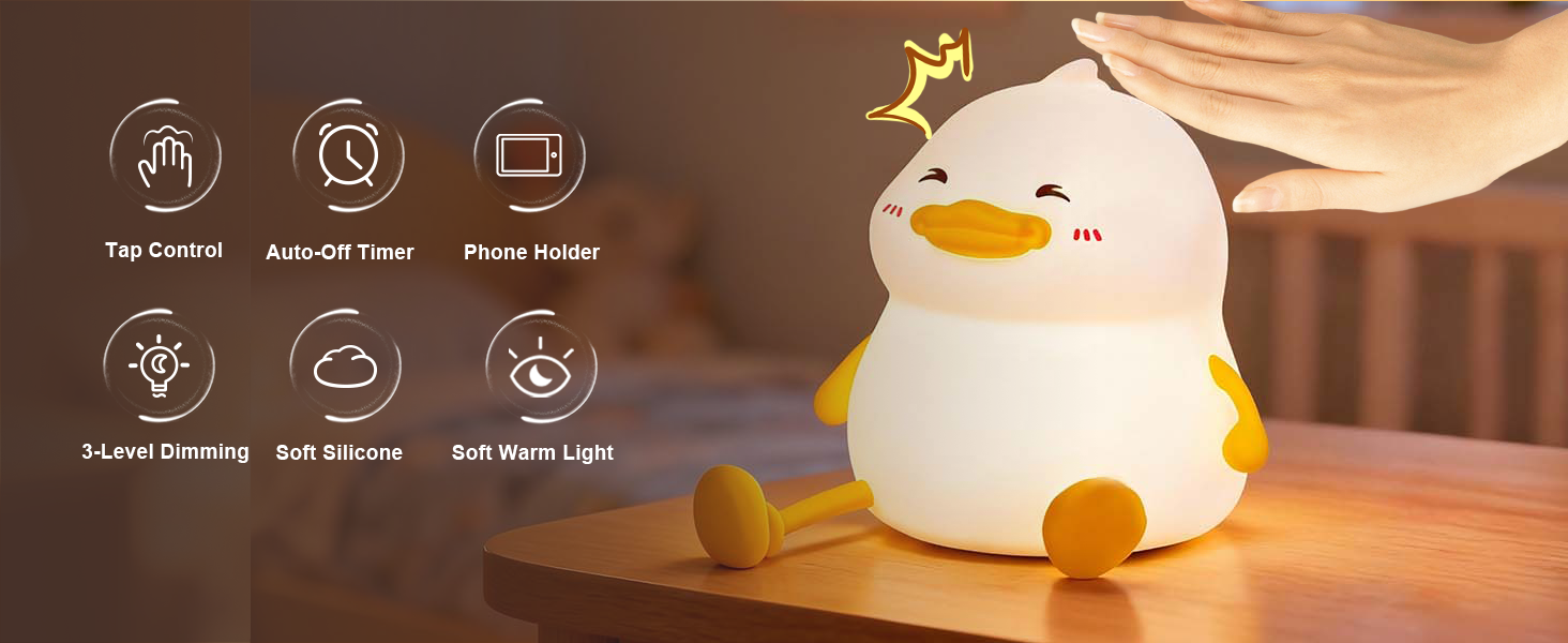 30-Minute Smart Sleep Timer for Duck Silicone Baby Nursery Night