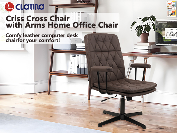 Clatina chocolate brown leather office desk chair