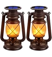 Solar Lantern Outdoor Hanging Solar Lights Dancing Flame Vintage Led Waterproof Camping Lamps, La...