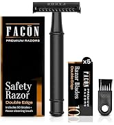 Facón Double Edge Safety Razor for Men &amp; Women - Butterfly Open Stainless Steel Razor w/ 50 Plati...