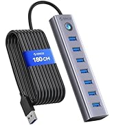 ORICO 7-Port USB 3.0 Hub, Aluminum USB Multiple Adapter, 5Gbps USB Extender USB Splitter with 6Ft...