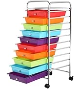 ARLIME 10-Drawer Storage Cart, 10 Drawer Trolley, Rolling Organizer Cart, Scrapbook Paper Organiz...