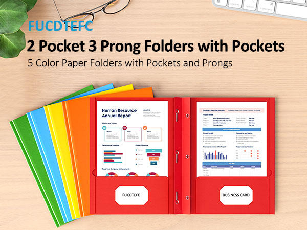 FUCDTEFC 2 Pocket Folders with Prongs