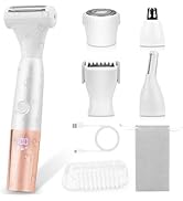 5-in-1 Bikini Trimmer Electric Razors for Women, Cordless Electric Shaver with LCD Display for Fa...