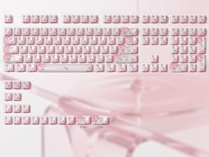 Clear Keycaps, Pink Shine Through Keycaps, Jelly Keycap Transparent keyboard Caps