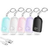 Hion 130dB Personal Safety Alarm for Women Upgraded Vibration Sensor, 5 Pack Rechargeable Self De...