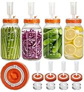Hersolm Fermentation Kit for Wide Mouth Mason Fermenting Jar, 4 Glass Weights,4 Lids with Date Ma...