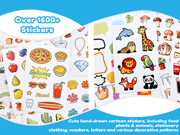 800+ Cute Stickers for Kids, 60-Page Sticker Book with Funny, Aesthetic &amp; Scrapbook Stickers