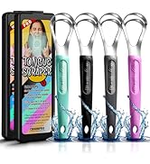 Cbiumpro 4-Pack Tongue Scraper for Kids &amp; Adults, Stainless Steel Tongue Cleaner with Travel Case...