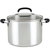Farberware Brilliance Stainless Steel Stockpot with Glass Lid, 8 Quart, Dishwasher Safe and Induc...