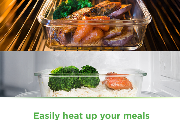 Glass containers inside the oven and microwave