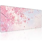 Gaming Mouse Pad Cherry Blossom Flower Japanese Art Non-Slip Rubber Base Extended Mousepad with S...