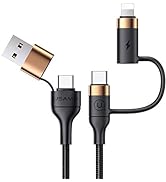 USB C Multi Charging Cable PD 60W Nylon Braided Cord 4-in-1 USB/C to Type C/Phone Fast Sync Charg...