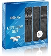 Heavy Weight Plastic Silverware Set - 50 Plastic Forks, 25 Plastic Knives, 25 Plastic Spoons Disp...