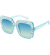 ROYAL GIRL Elton Square Rhinestone Sunglasses Oversized Diamond Bling Bling Glasses