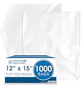 Spartan Industrial - 12” X 15” 1.1 Mil Flat Open End Clear Plastic Poly Bags - For Proofing Bread...
