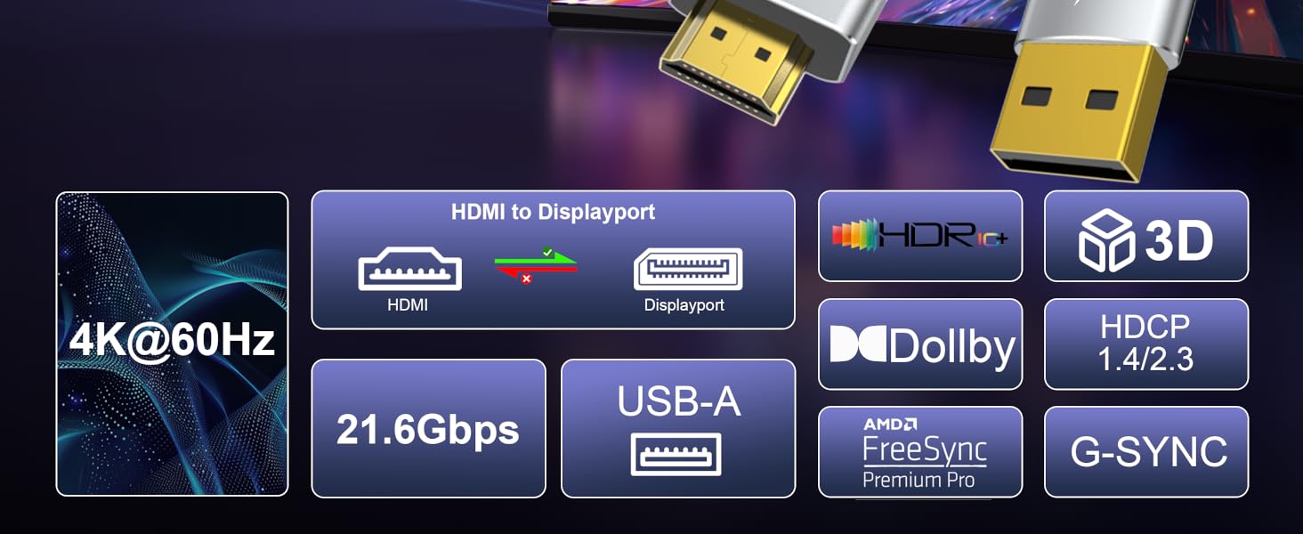 Reborn Active HDMI to DisplayPort Adapter