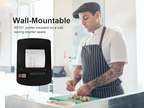 Wall-Mountable receipt printer, kitchen printer