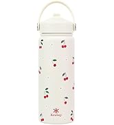 KEWIXY 18 oz Cherry Water Bottle with Straw, Leak Proof, Insulated Stainless Steel with Handle, R...