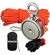 MUTUACTOR Double-Sided Fishing Magnet Kit,Combined 700lbs Fishing Magnets Heavy Duty,Dia.2.36''Pe...