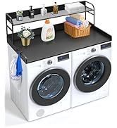 VEVOR Washer Dryer Countertop with 2-Tier Shelf, 54" x 27" Wooden Washer and Dryer Countertop wit...
