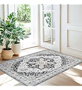 Madane Washable Area Rug 2x3, Small Entryway Rug Non-Slip Vintage Door Mat Indoor Entrance, Low P...