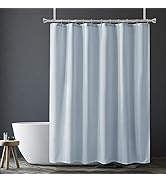Amazer Light Gray Shower Curtain Liner, Light Gray Fabric Shower Liner, 2-in-1 Bathroom Shower Cu...