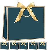 CINSOEN 12 Pcs Paper Gift Bags with Handles, Thank You Gift Bag with Ribbon Bow for Christmas Gra...