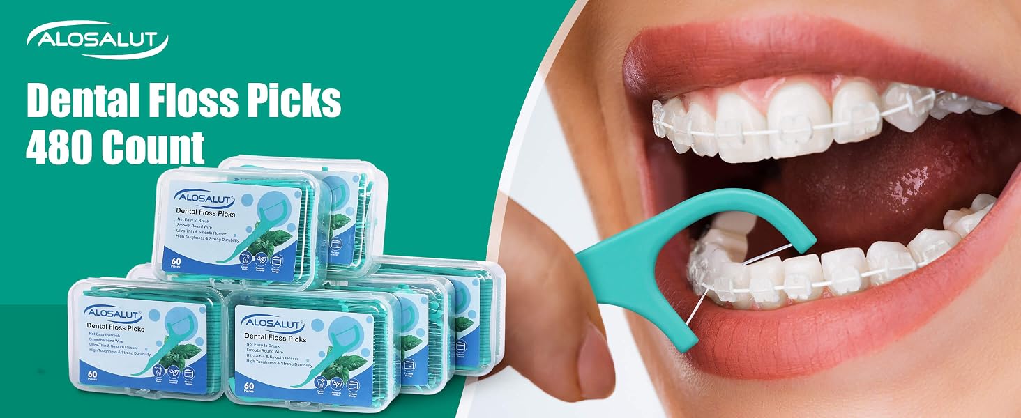 Alosalut PepperMint Dental Floss Picks 480 Pack