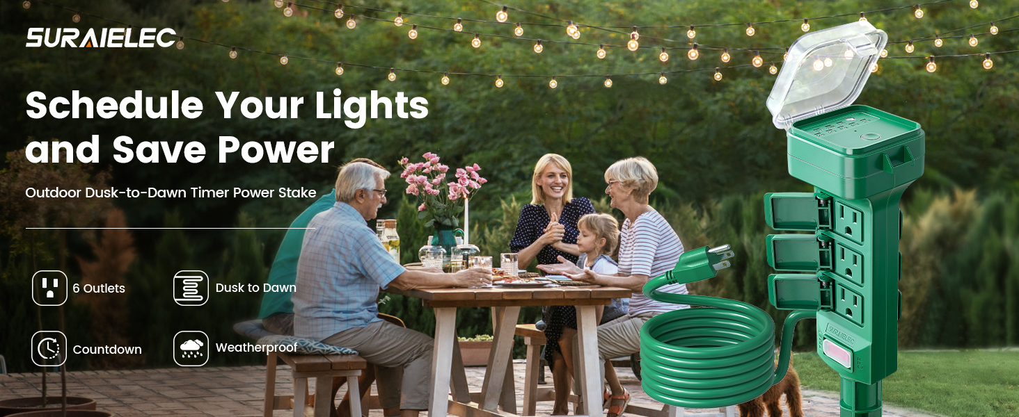 6 outlet outdoor power stake christmas extension cord outdoor