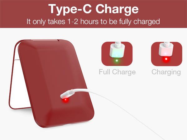 Rechargeable compact mirror for purses