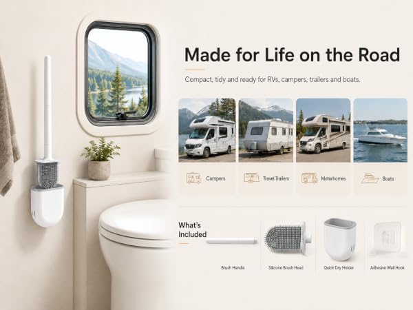 RV Toilet Brush and Holder, Wall Mounted