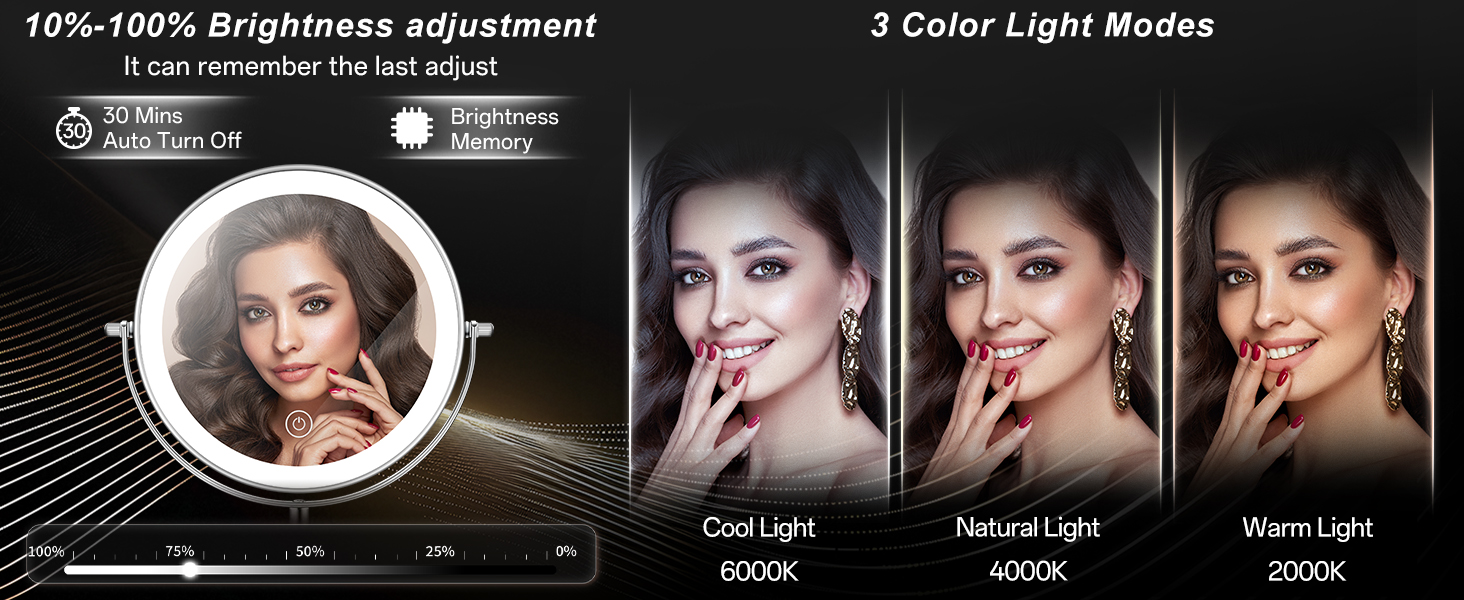3 color light modes mirror