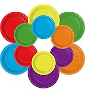 Wiooffen 48 Pcs Colorful Paper Plates Rainbow Party Supplies Colored Disposable Party Paper Tray ...