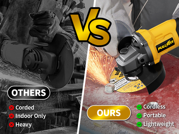 Cordless Angle Grinder 4-1/2&amp;#34; Electric Metal Grinder Kit for Cutting, Grinding