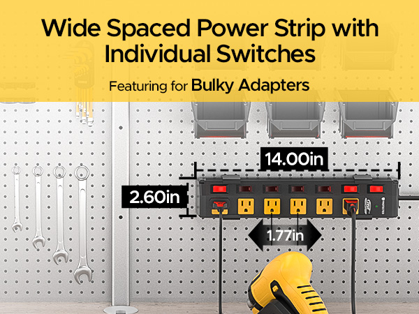 power strip with individual switches, surge protector power strip