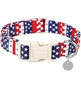 DOGWONG Cotton Dog Collar, 4th of July Dog Collar Durable Soft Natural Fabric Pet Dog Collar Cute...