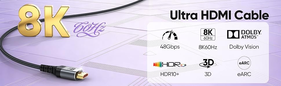 8K ultra HDMI 2.1 cable