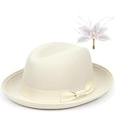 FADACHY Fedora Hats for Women,Women Classic Felt Fedora Wide Brim Hat Fashionable Dress Hats