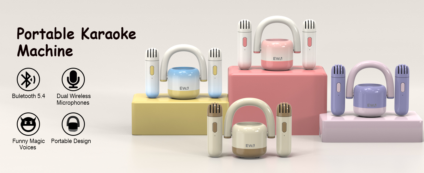 EWA Metal Mini Karaoke Machine for Kids,Girls,Boys