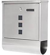 Jssmst Locking Wall Mount Mailbox, Stainless Steel Mailboxes with Secure Key Lock and Newspaper C...