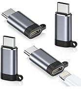 Lightning to USB C Adapter 4 Pack - Fast Charging &amp; Data Transfer USB Type C to Lightning Charger...