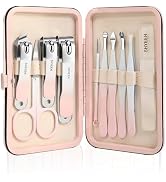 Manicure Set, 10 pcs High-Carbon Steel Nail Clippers Set, Portable Mini Manicure and Pedicure Kit...