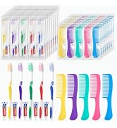 Disposable Toothbrushes with Toothpaste and Comb in Bulk, Individually Wrapped Soft Bristle Trave...
